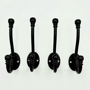 Ball End Coat & Hat Hook, Black - Set of 4